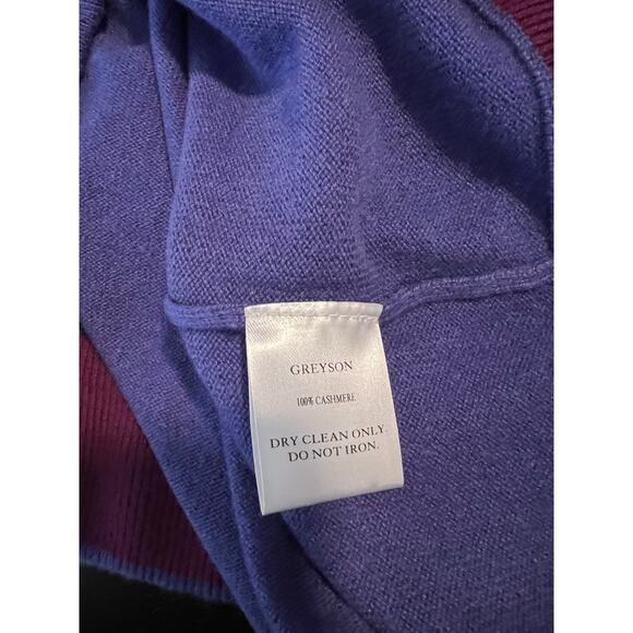 Greyson Men's EUC Purple 100% Cashmere Crewneck Pullover Sweater Size L - Picture 5 of 6
